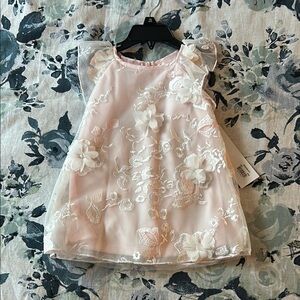 Toddler Pink Floral Embroidered Dress - Sz 18M